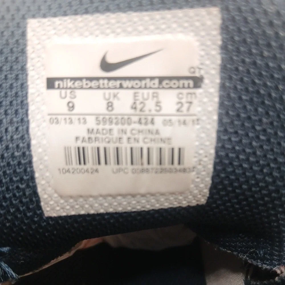 Nike Air Max 95 Dynamic Flywire Mens 9 Navy Blue Lime‎ Green 599300-434 Sneaker